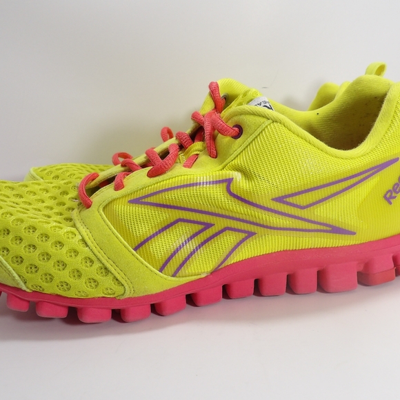 REEBOK RealFlex Women's Neon Yellow & Pink sz. 9 - Picture 3 of 6